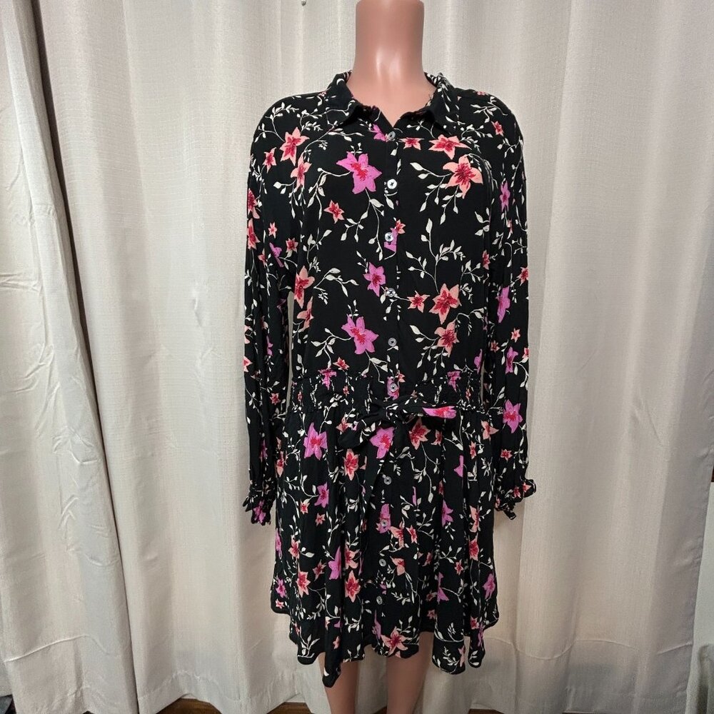 Free People Black Floral Mini Dress